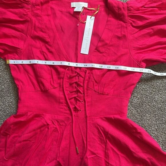 NWT House Of Harlow 1960 Magenta Puff Sleeve Mini Dress Size 4 - Picture 13 of 15